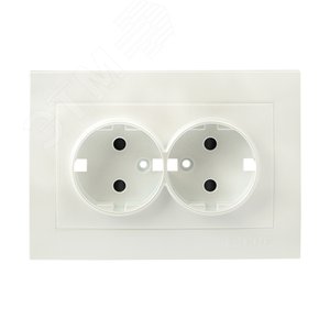 Валенсия лицевая панель розетки 2-местной с/з 16А жемчуг с защ. штор. - фото 2