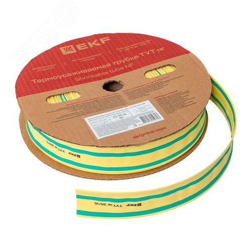 Трубка термоусаживаемая ТУТ нг 30/15 жел-зел рулон PROxima - фото 4