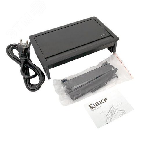 Встраиваемый настольный розеточный блок выдвижной, 8 модулей, черный, C-Line - фото 9