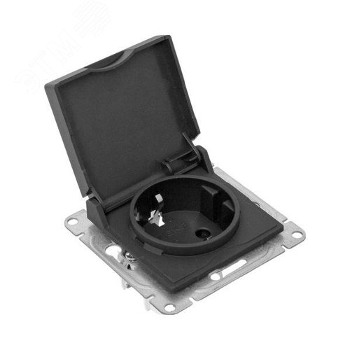 Эпика Механизм розетки 16А IP44 с заземлением со шторками c крышкой черный EKF - фото 13