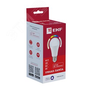 Лампа умная светодиодная LED 8вт Е27 RGBW WiFi Е27 slwf-e27-rgbw EKF - 2