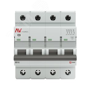 Выключатель автоматический AV-6 4P 3A (C) 6kA AVERES - фото 2