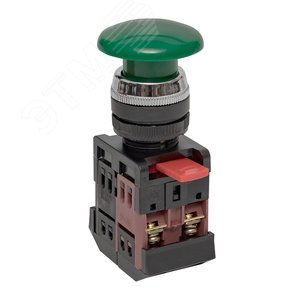 Кнопка зеленая AEA-22 Гриб NO+NC - фото 1