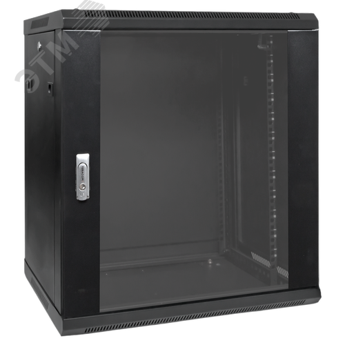 Шкаф настенный 19' TERACOM PRO 12U 600х600 мм дверь стеклянная с замком-ручкой чёрный - фото 2