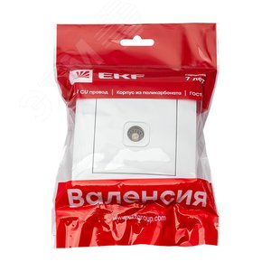 Валенсия розетка телевизионная 1-местная проходная 14дБ-240МГц белая - фото 2