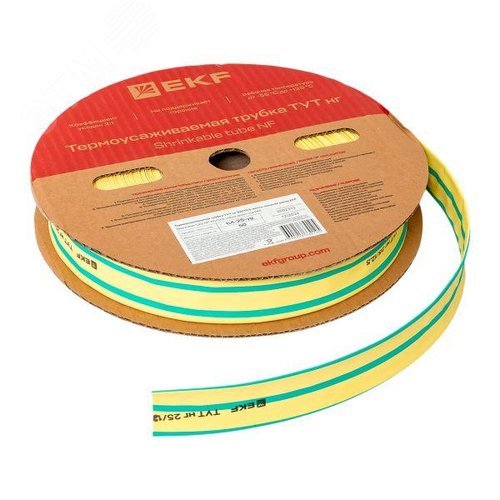 Термоусаживаемая трубка ТУТ нг 25/12,5 жел-зел рулон PROxima - фото 4