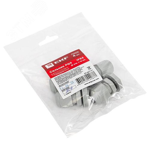 Сальник PG9 IP54 (4 шт) d отв. 16мм / d провод. 4-8 мм PROxima - фото 2