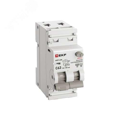 Автоматический выключатель дифференциального тока АВДТ-63N 1P+N 63А (C) 100мА (ACS) эл-мех 6кА PROXIMA - фото 3