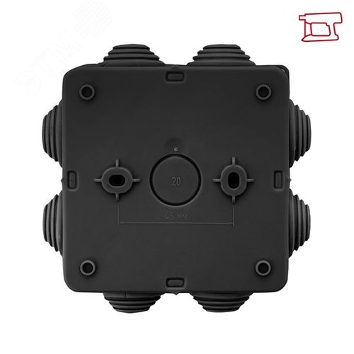 Коробка распределительная КМР-030-031 с крышкой   (80х80х50), 7 мембр. вводов чёрная IP54 - фото 3