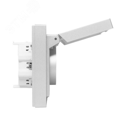 Эпика Механизм розетки двойной 16А IP44 с заземлением со шторками с рамкой с крышками алюминий EKF - фото 6