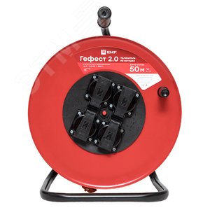 Удлинитель на катушке Гефест 2.0 4 гнезда 50м с заземлением и предохранителем КГ 3*1,5 16А/3,5кВ тIP44 PROxima - фото 2