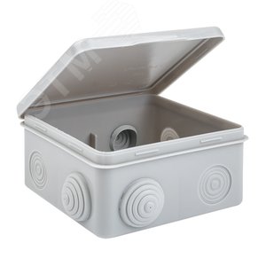 Коробка распределительная КМР-030-014 с крышкой (100х100х50) для прямого монтажа, 10 мембр. вводов серая IP55 розн. стикер EKF - фото 3