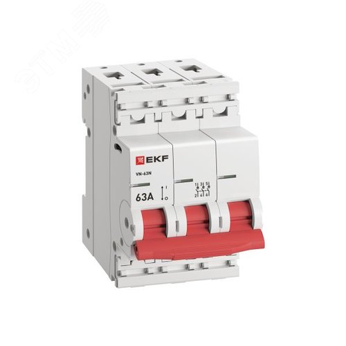 Выключатель нагрузки (ВН) трехполюсный 3P 63А ВН-63N S63363 PROXIMA EKF - фото 2