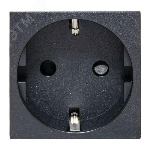 Розетка 45х45 с зазем., с защ. шторками, 90 градусов, черная, матовая EKF - фото 3