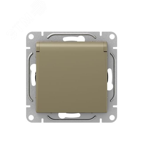 Механизм розетки  16А  IP44  с заземлением  со шторками  c крышкой  шампань Эпика EKF - фото 1