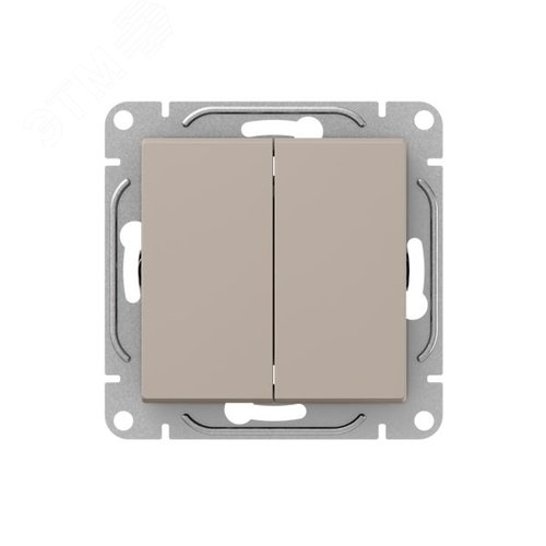 Механизм выключателя. двухклавишный. кнопочный. кремовый Эпика EKF - фото 1