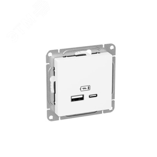 Механизм розетки USB-A+С, белый Эпика EKF - фото 2