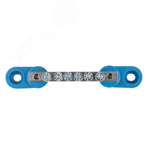 Шина 0 N (6x9мм) 6 отв. цинк 2 синих угловых изолятора - фото 2