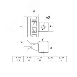 Зажим балочный 3-8 мм с отгибом и резьбой М6 PROxima - фото 2