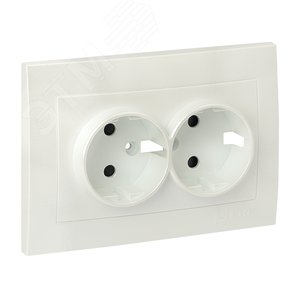 Валенсия лицевая панель розетки 2-местной с/з 16А жемчуг с защ. штор. - фото 1