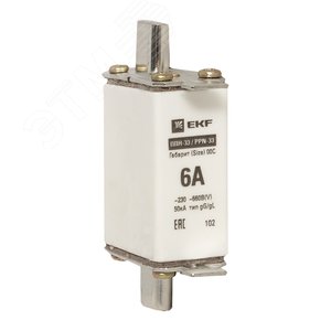 Вставка плавкая ППН-33 100/6А габарит 00С - фото 1