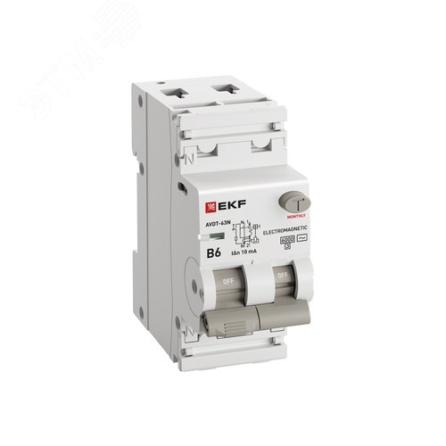 Автоматический выключатель дифференциального тока АВДТ-63N 1P+N 6А (C) 10мА (AC) эл-мех 6кА PROXIMA - фото 3