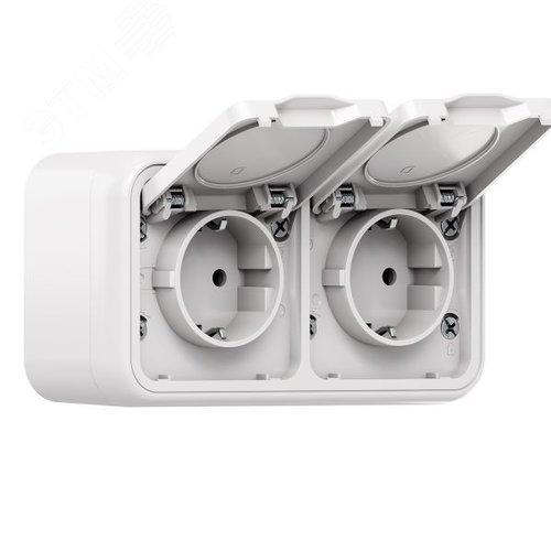 Розетка, двухместная, ОП, винтовые клеммы белый, Бронто EKF - фото 2
