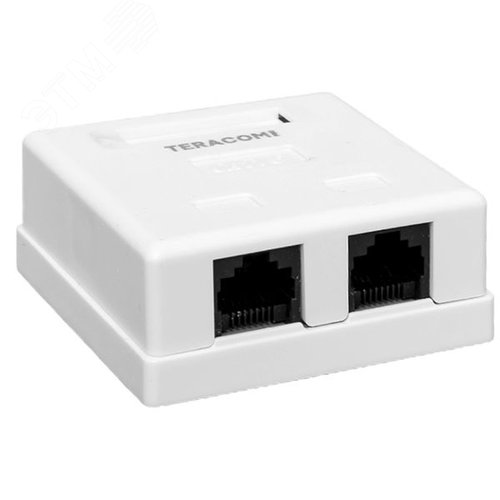 Изображение товара Розетка настенная TERACOM PRO Cat.6 неэкранированная 2 порта RJ-45 Dual IDC белая (шт)