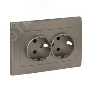 Валенсия лицевая панель розетки 2-местной с/з 16А кашемир с защ. штор. - фото 2