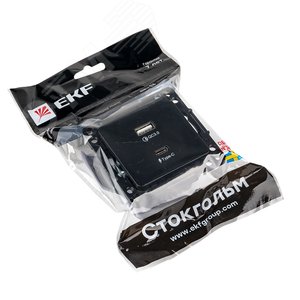 Стокгольм Механизм Розетки с 2USB type-A + type-C черный - фото 2