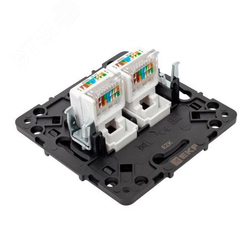 Стокгольм Механизм Розетки RJ-45 2-местной черный EKF - фото 8