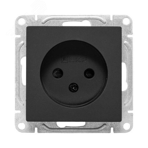 Эпика Механизм розетки 16А без заземления со шторками черный EKF - фото 2
