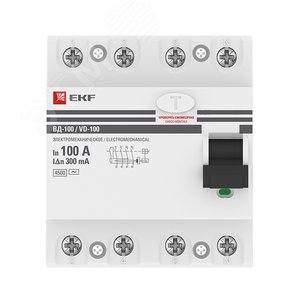 Выключатель дифференциального тока (УЗО) ВД-100 4P 100А/300мА (электромеханическое) PROxima elcb-4-100-300-em-pro EKF - 3