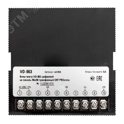 Вольтметр цифровой на панель 96х96 трехфазный PROxima - фото 4