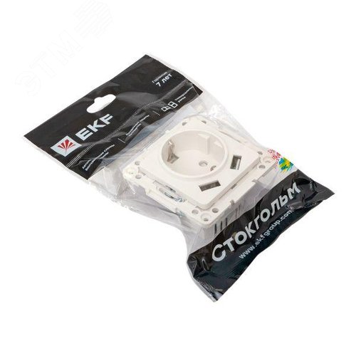 Стокгольм Механизм Розетки 1-местной с/з, USB 2A 16А винтовые клеммы белый с защ. штор. EKF - фото 8