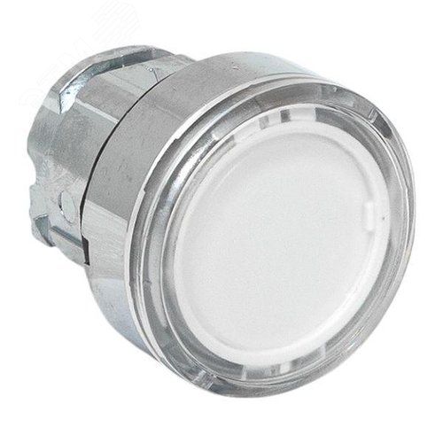 Исполнительный механизм кнопки XB4 белый плоский возвратный без фиксации, с подсветкой IP65 - фото 1