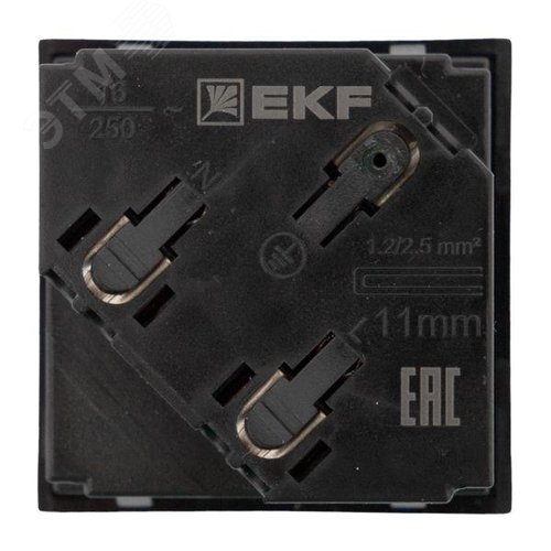 Розетка 45х45 с заземлением 45 градусов быстрозажимные клеммы черная матовая - фото 4