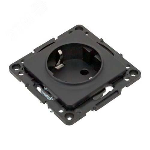 Стокгольм Механизм Розетки 1-местной с/з 16А черный с защ. штор. - фото 6