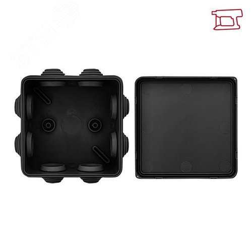 Коробка распределительная КМР-030-031 с крышкой 85x85x40) для прямого монтажа 8 мембр. вводов чёрная IP55 розн. стикер EKF - фото 6