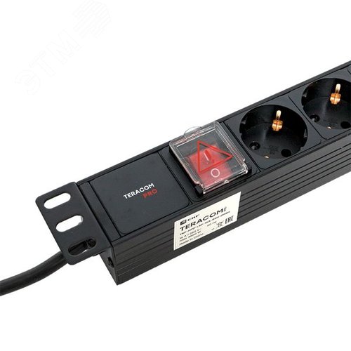 Блок розеток PDU TERACOM PRO 19'' 1U 16А/250В 8 розеток Schuko с выключателем шнур питания длиной 2 метра сечение 3x1.5 мм2 вилка Schuko корпус пластик черный - фото 6