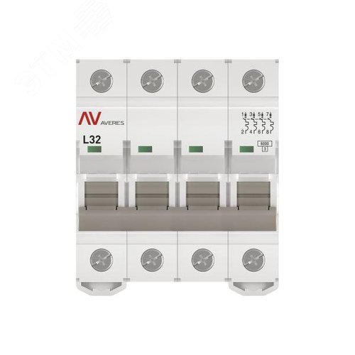 Выключатель автоматический AV-6 4P 32A (L) 6kA AVERES - фото 3