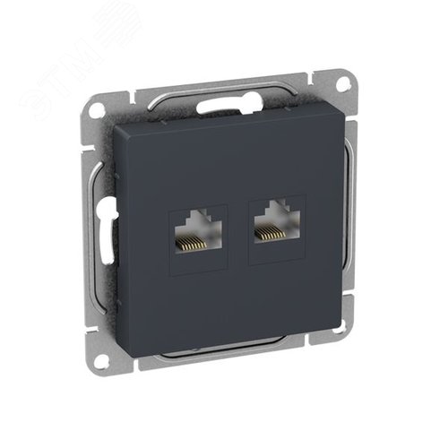 Механизм розетки RJ45 - 2шт  (cat5)  графит Эпика EKF - фото 3