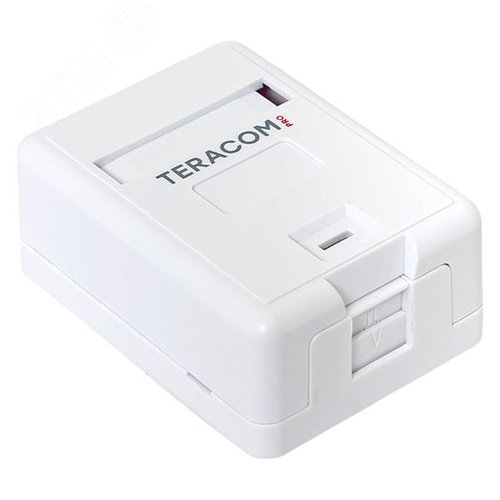 Корпус настенной розетки TERACOM PRO на 1 модуль Keystone со шторкой и маркером белый - фото 6