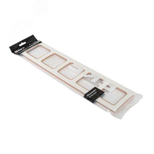 Стокгольм Рамка 5-местная белая с линией цвета шампань EKF - фото 6