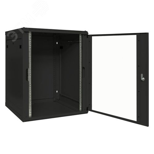 Шкаф настенный 19' TERACOM PRO 15U 600х600 мм дверь стеклянная с замком-ручкой чёрный - фото 2