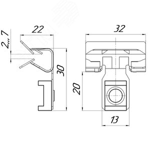 Зажим балочный 3-8 мм под нейлоновую стяжку внутренний PROxima - фото 2
