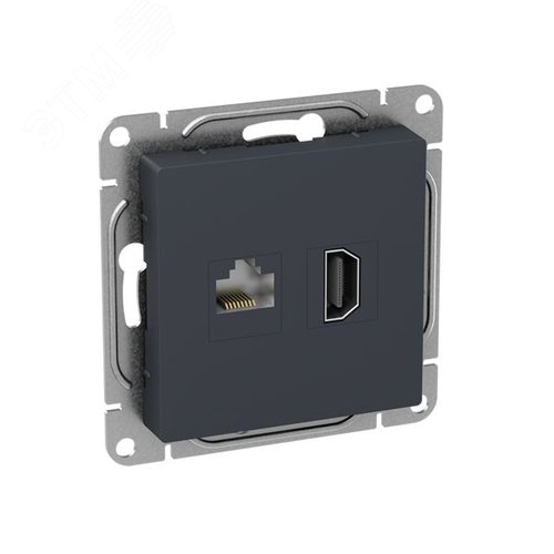 Механизм розетки HDMI+RJ45 (cat5)  графит Эпика EKF - фото 3