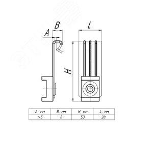 Зажим вертикальный балочный 1-5 мм под нейлоновую стяжку - фото 2