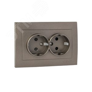 Валенсия лицевая панель розетки 2-местной с/з 16А графит с защ. штор. - фото 2