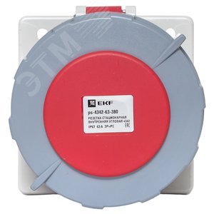 Розетка стационарная внутренняя угловая 4342 3Р+РЕ 63А 380В IP67 PROxima - фото 2